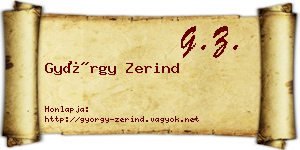 György Zerind névjegykártya
